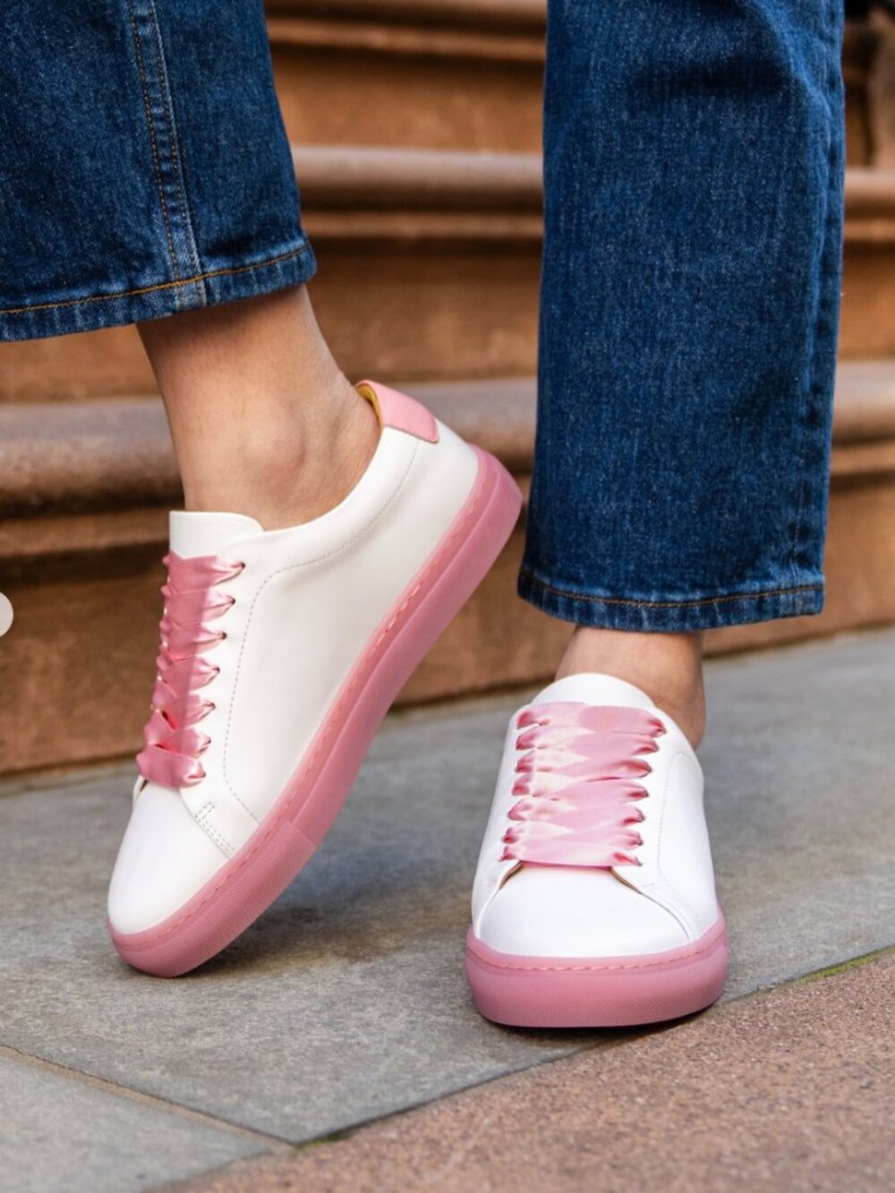 Thursday Boot Co. Women's Encore - White with Pink Ribbon Laces - Women's 7